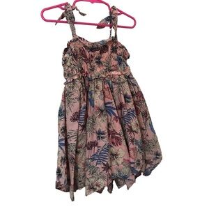 3/$15  Tommy Bahama kids girls 100% cotton pink tropical floral leaf print dress